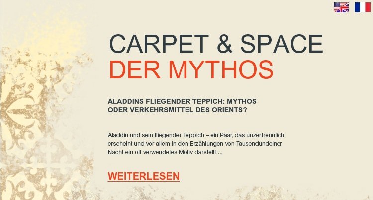 CARPET & SPACE - Der Mythos - Aladdins Fliegender Teppich : Mythos Oder Verkehrsmittel Des Orients ? Aladdin und sein fliegender - ein Paar, das unzertrennlich erscheint und vor allem in den Erzählungen von Tausendundeiner Nacht ein oft verwendetes Motiv darstellt ...
