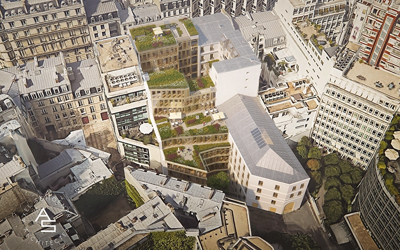 Le projet du mois - Maison Bayard, Paris 8 - Restructuration de l'ancien sige historique de RTL et construction d'un btiment neuf en structure bois